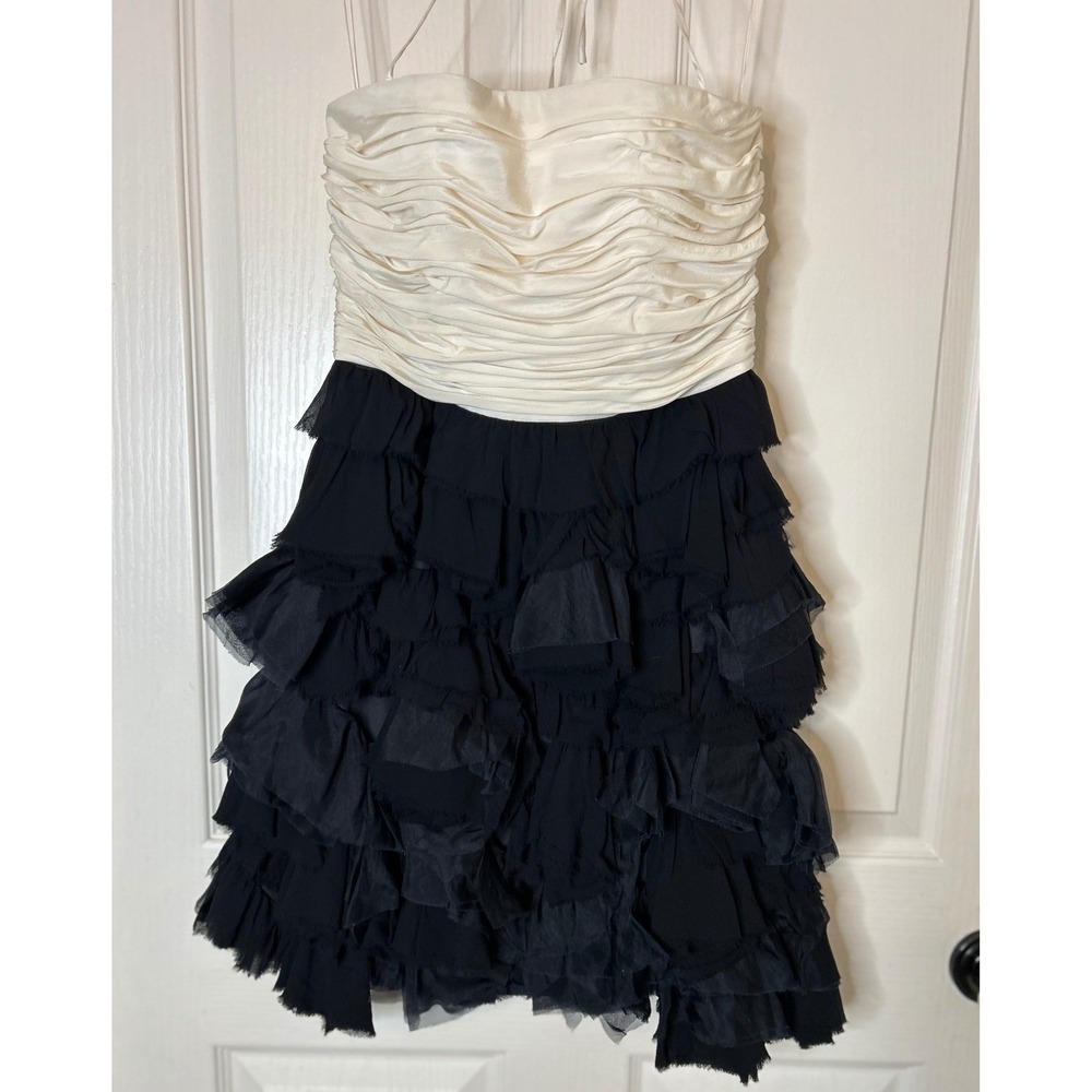 Alice + Olivia Strapless Ruched Silk Blend Tiered Ruffle Mini Dress C010531684 2